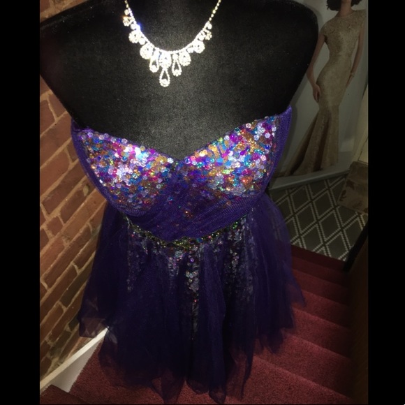 Purple Multi Color Dress - Picture 3 of 3